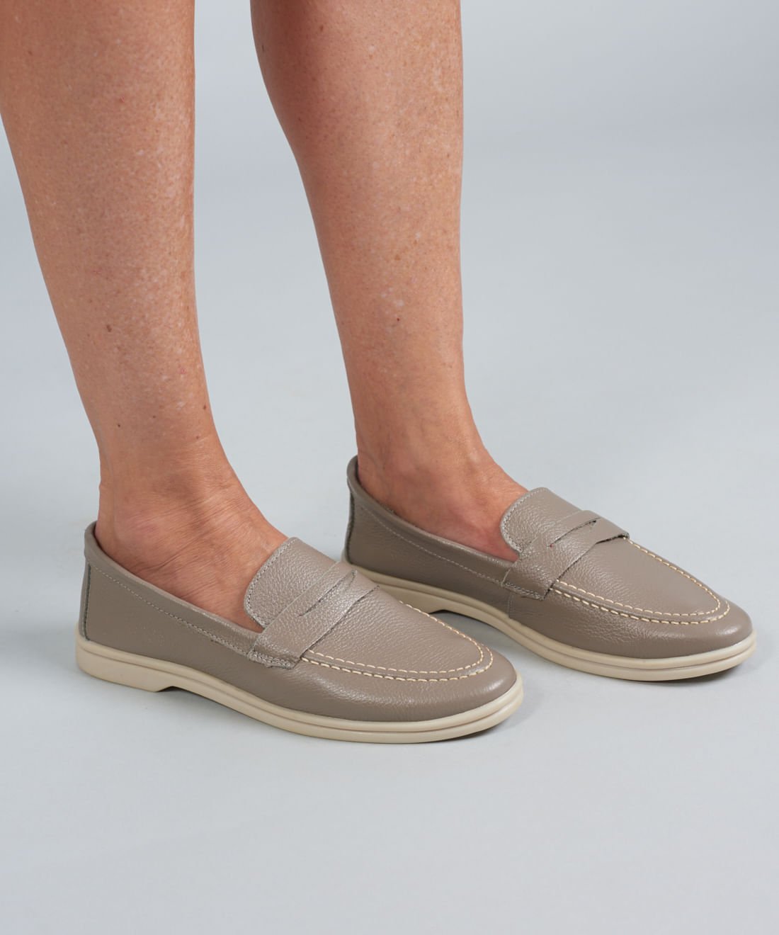 Mocassim Couro Lara - Cinza Cinza 5