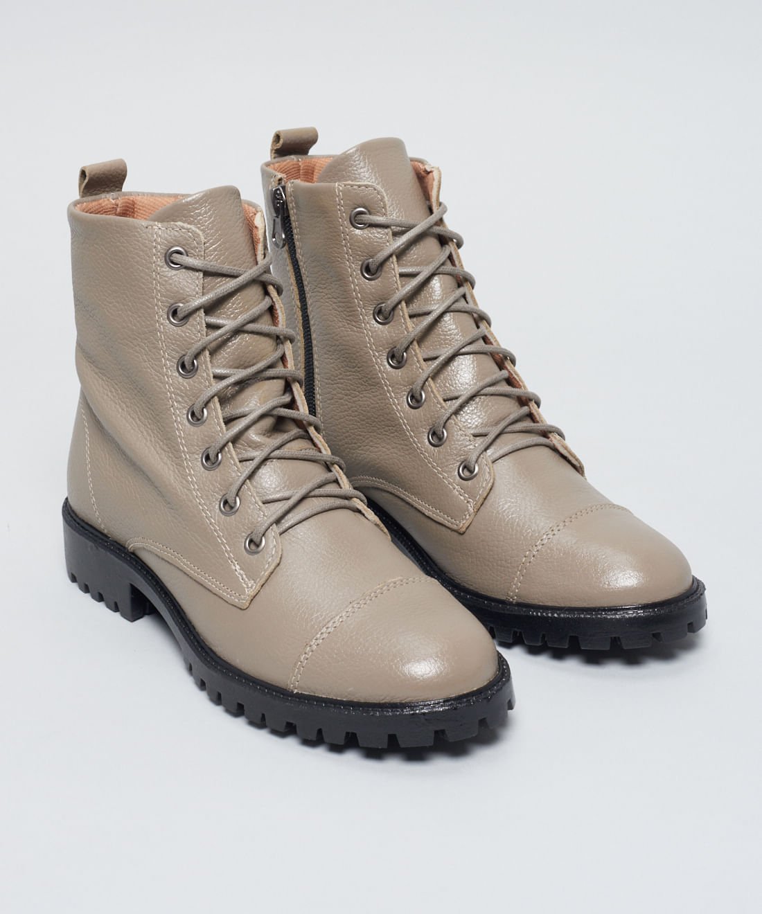 Coturno Couro Debora - Cinza