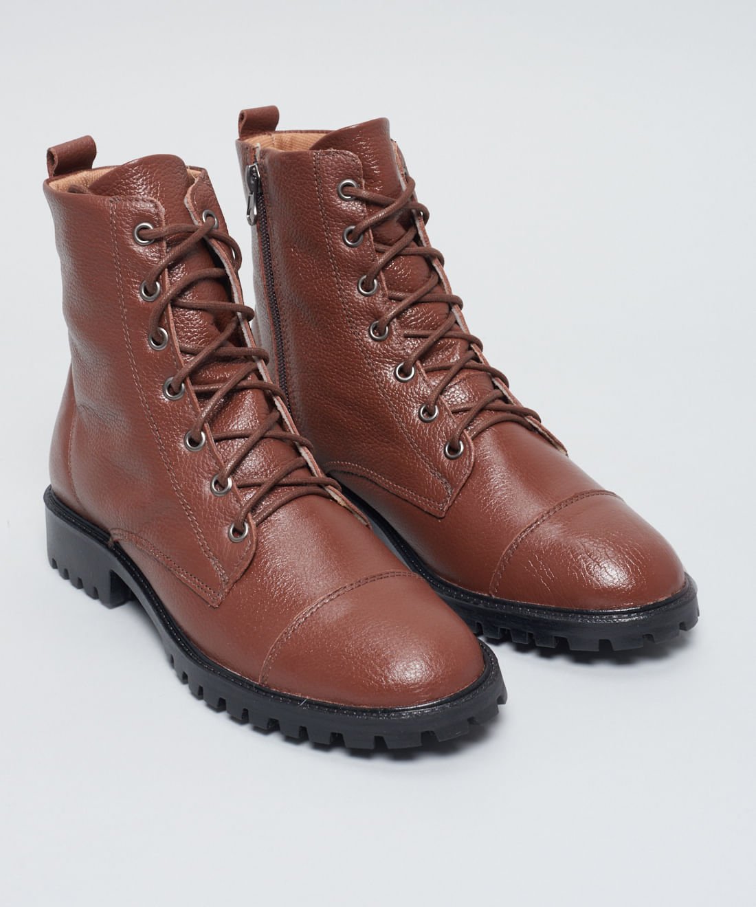 Coturno Couro Debora - Chocolate