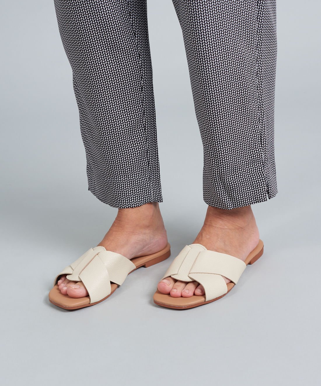 Rasteira Basica Couro Gabi - Offwhite Off White 5