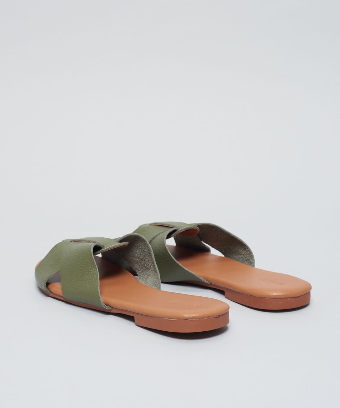 Rasteira Basica Couro Gabi - Verde Militar Verde Militar 3