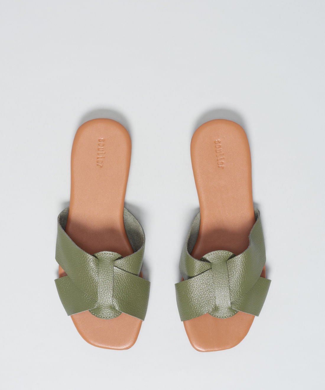 Rasteira Basica Couro Gabi - Verde Militar Verde Militar 4