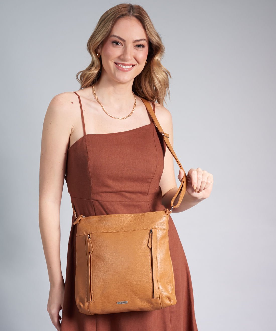 Bolsa m Couro Natalia - Caramelo Caramelo 4