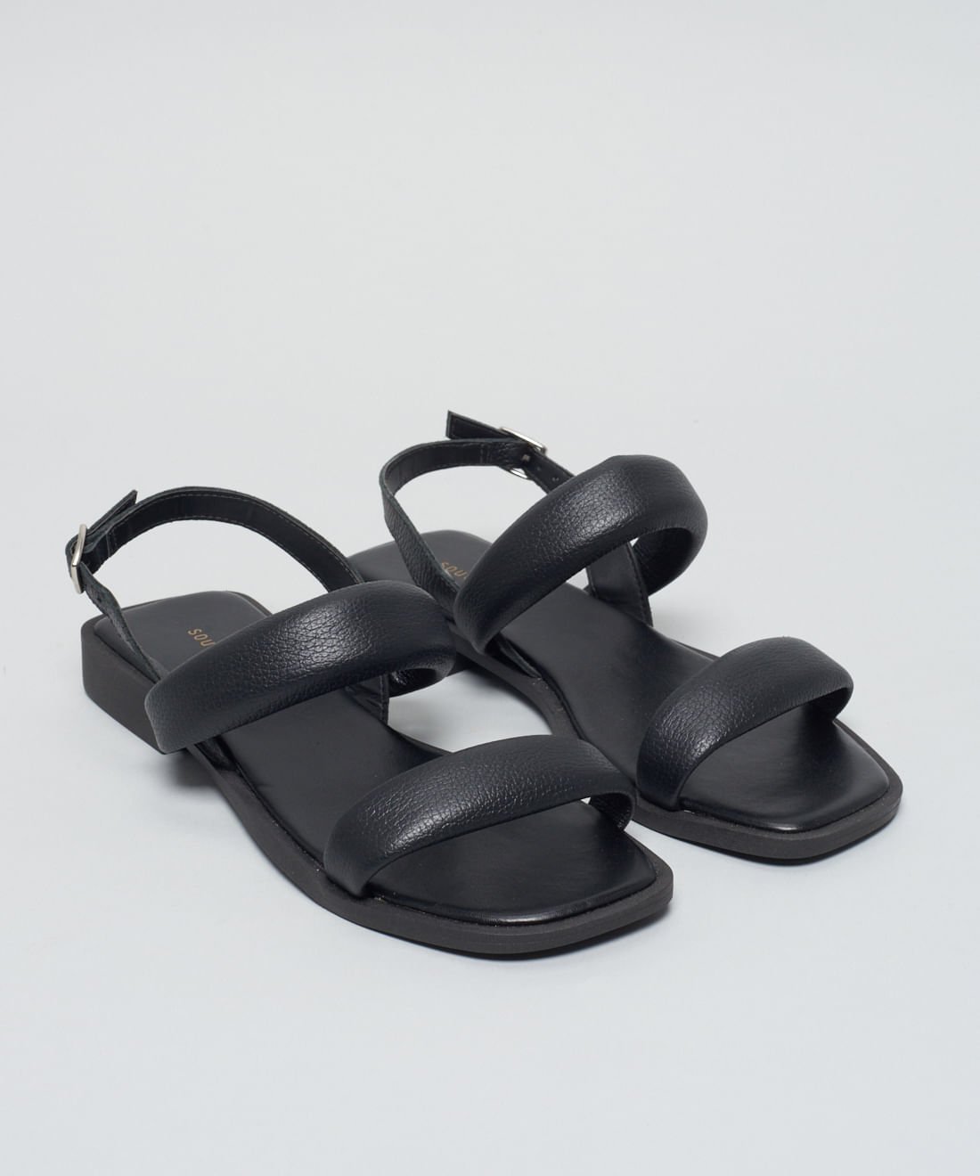 Rasteira Couro Puffer - Preto Preto 2