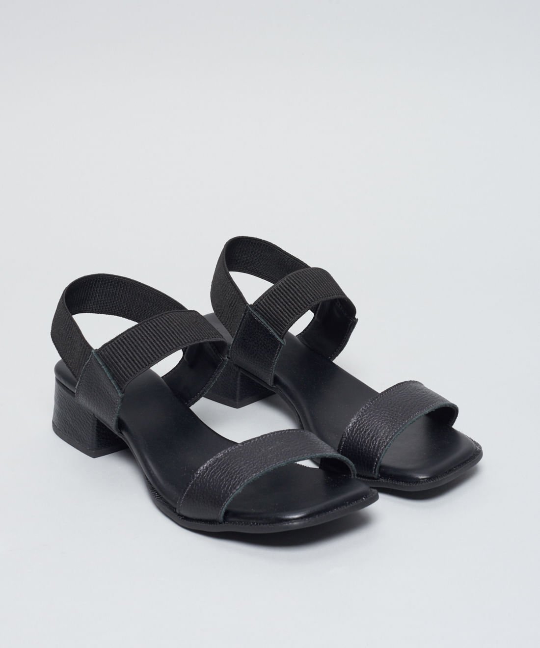 Sandalia Media Couro Amelia - Preto Preto 2