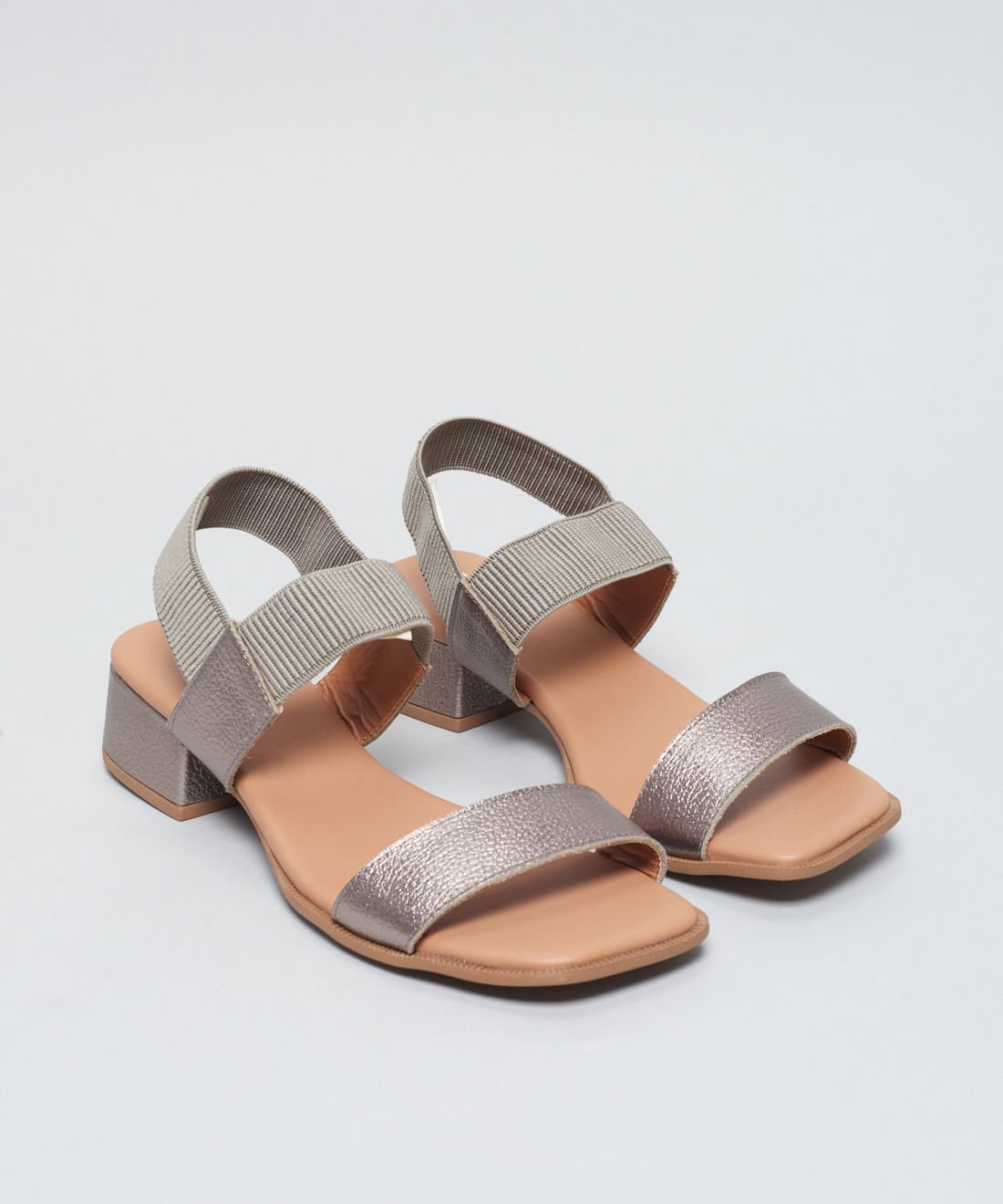 Sandalia Media Couro Amelia - Onix Prata 2