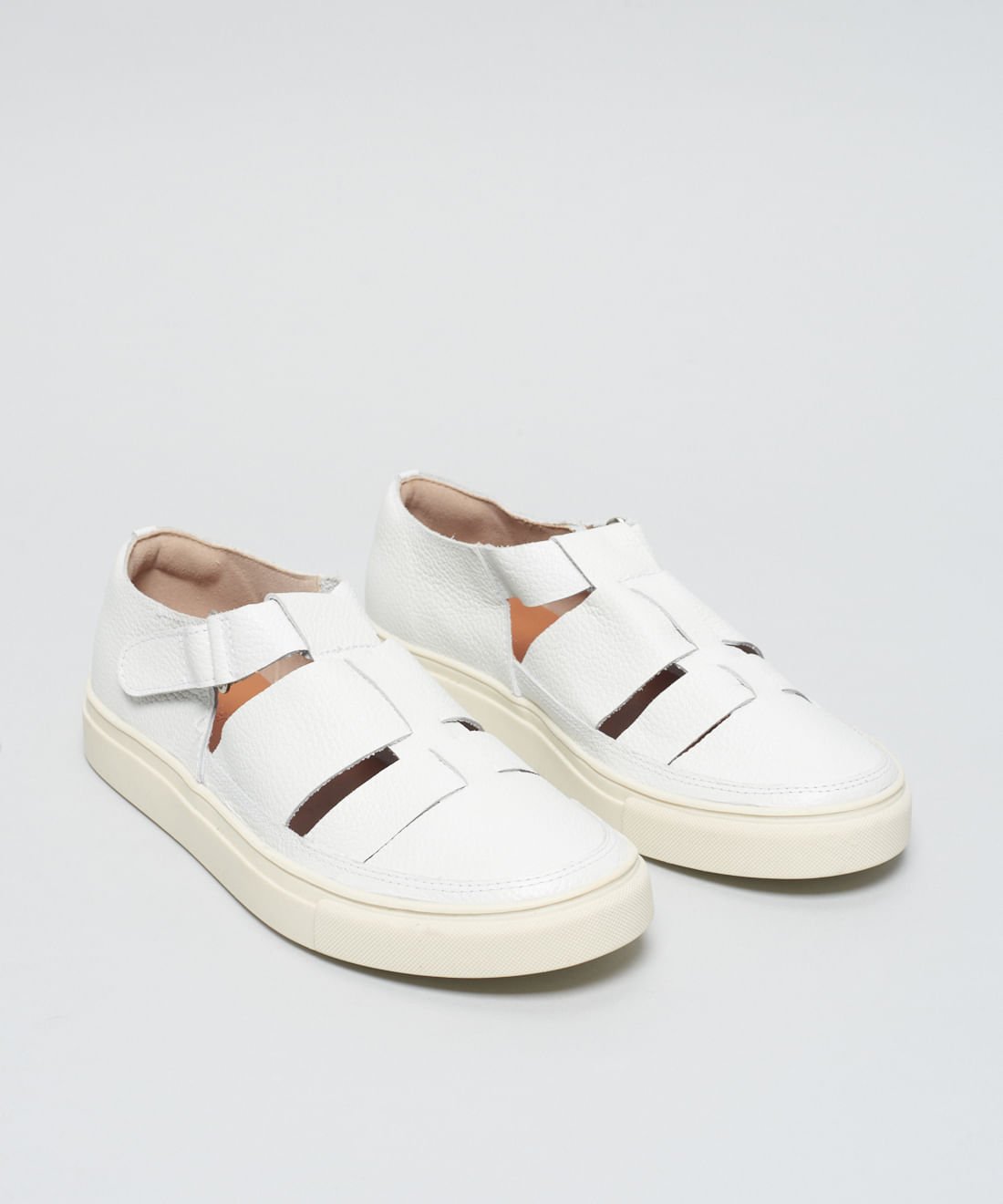 Tenis Couro Vazado Livia - Branco Branco 2