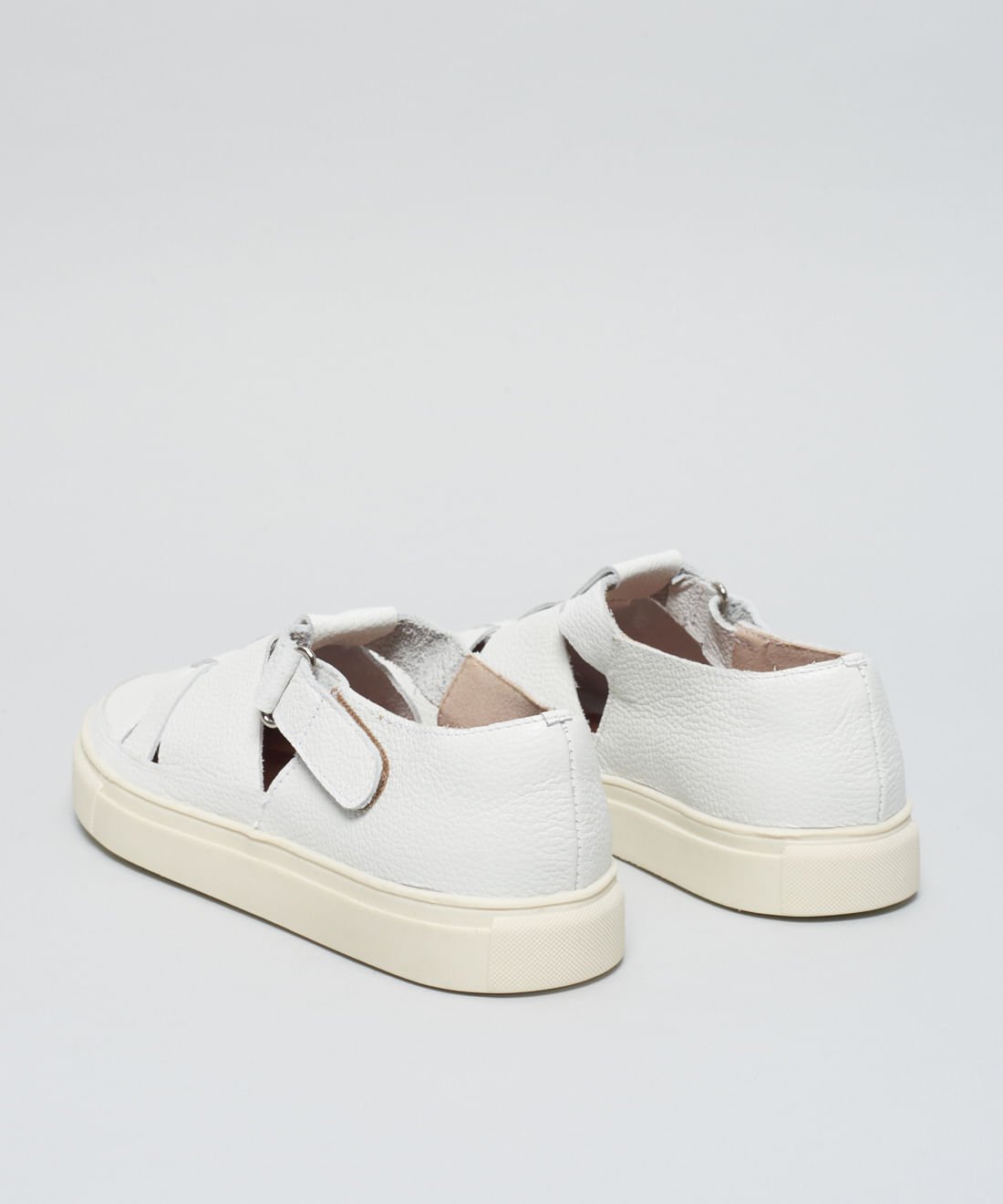 Tenis Couro Vazado Livia - Branco Branco 3