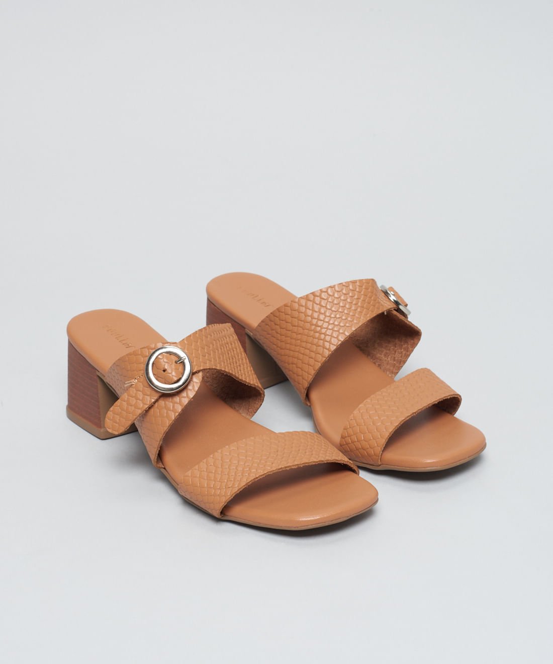 Sandalia Media Couro Escama - Caramelo Caramelo 2