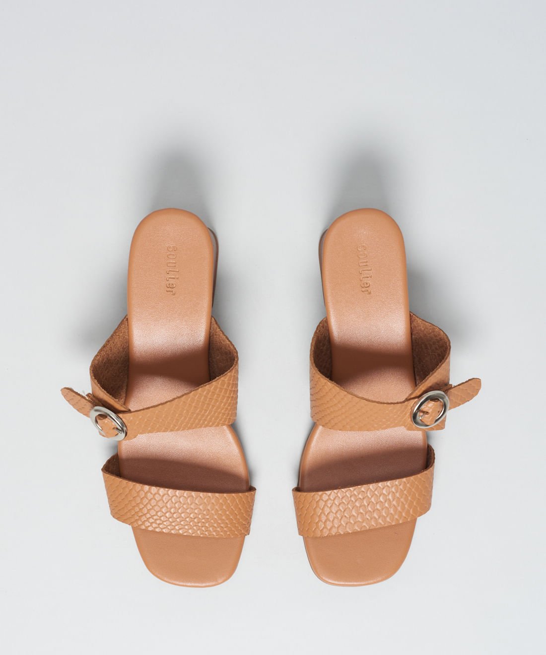 Sandalia Media Couro Escama - Caramelo Caramelo 4