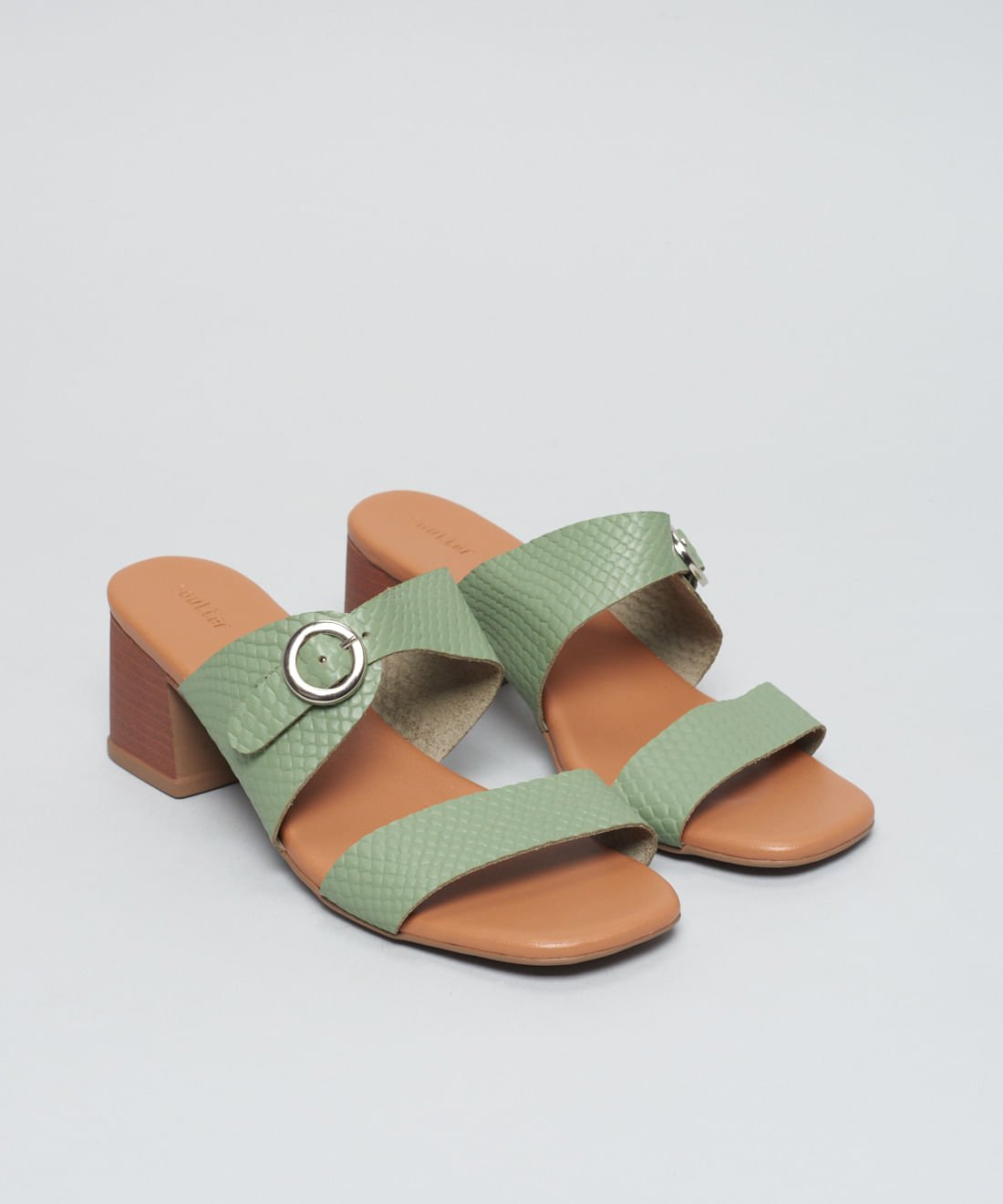 Sandalia Media Couro Escama - Pistache Pistache 2