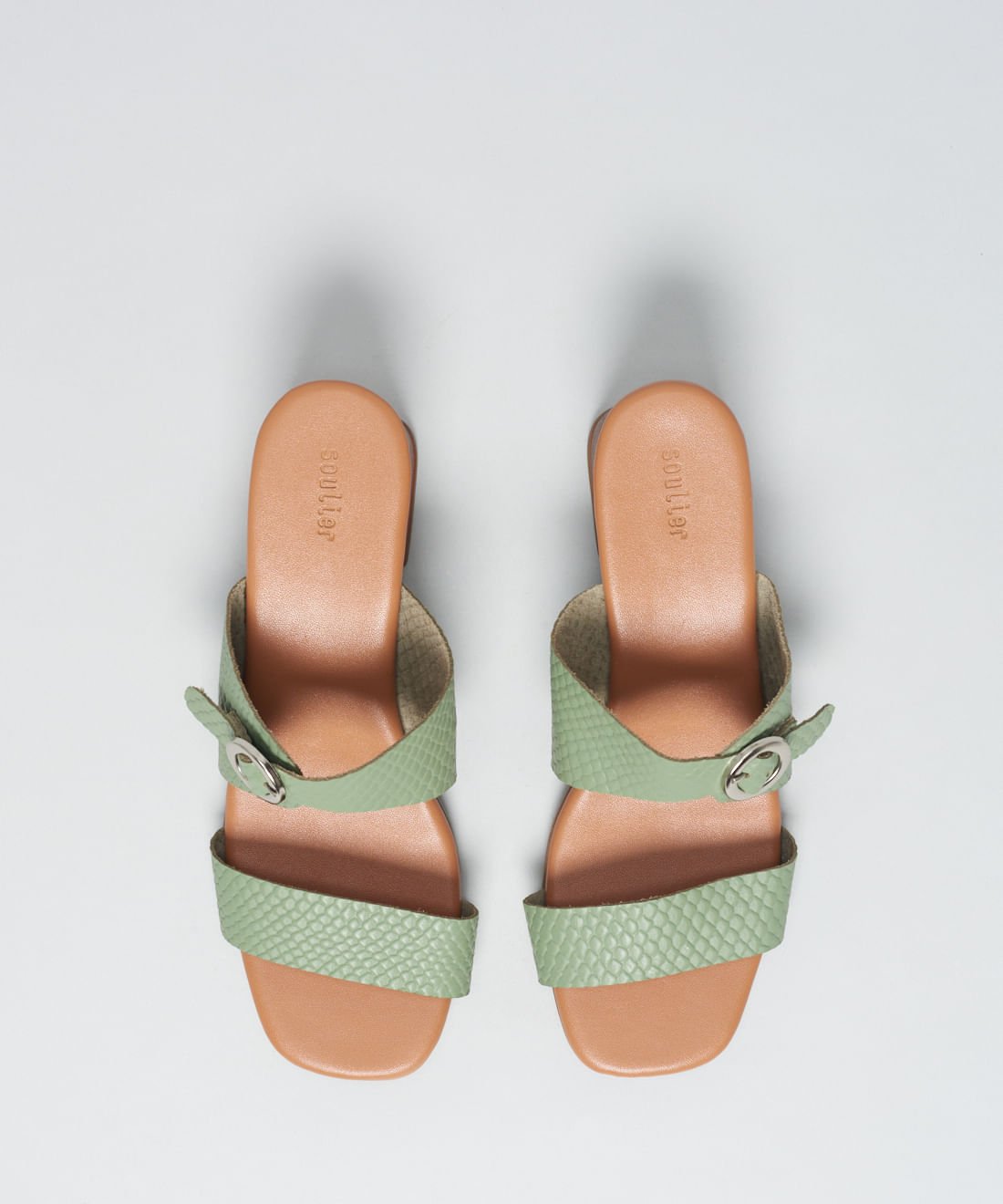 Sandalia Media Couro Escama - Pistache Pistache 4