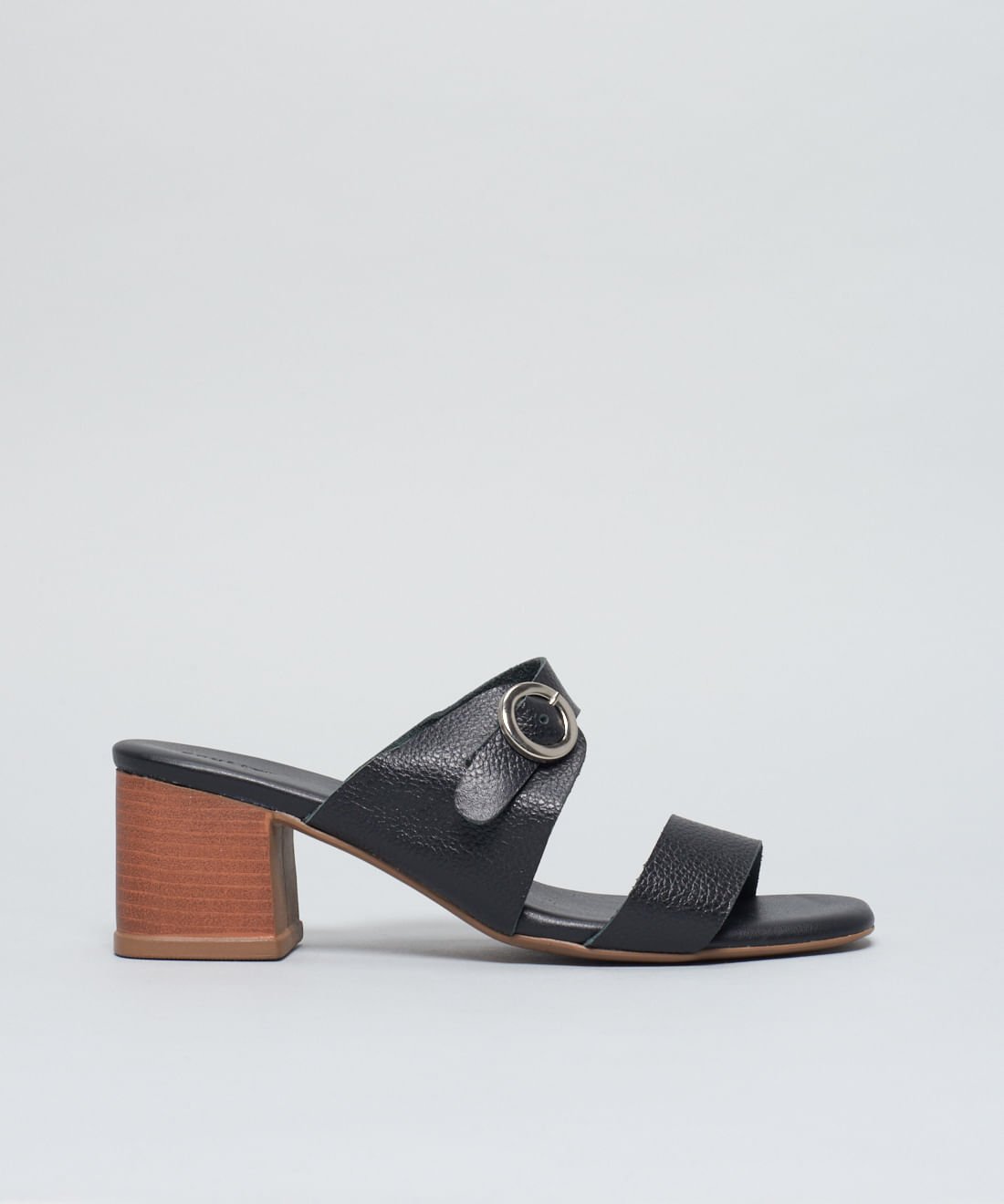 Sandalia Media Couro Helena - Preto