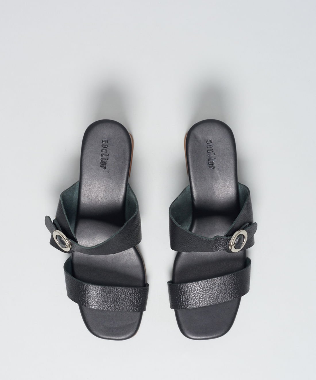 Sandalia Media Couro Helena - Preto Preto 4