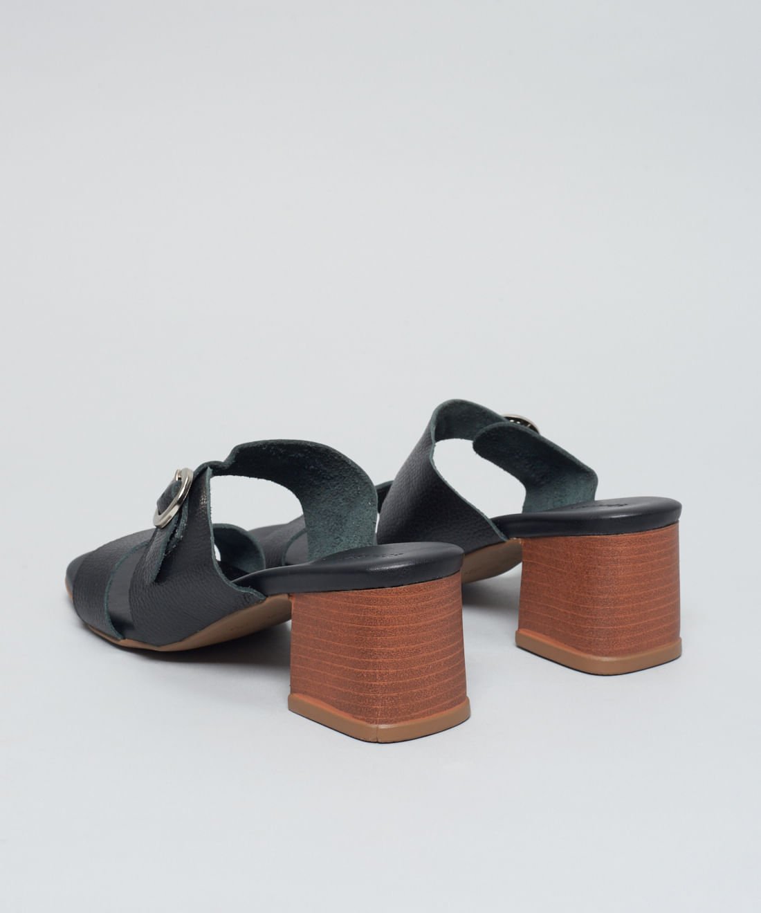 Sandalia Media Couro Helena - Preto Preto 3