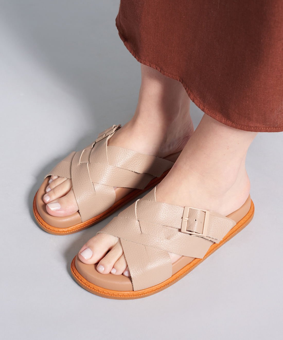 Rasteira Anatomica Entrelace - Avela Bege 5