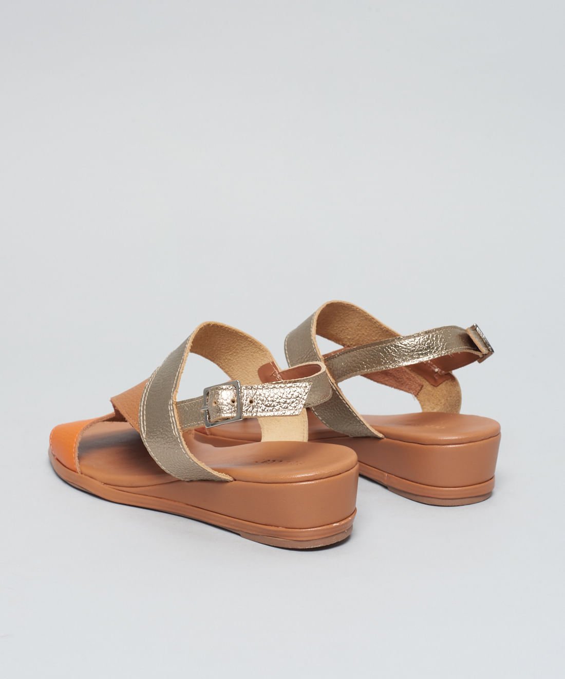 Anabela Couro Tiras Debora - Colors Marrom/Dourado 3