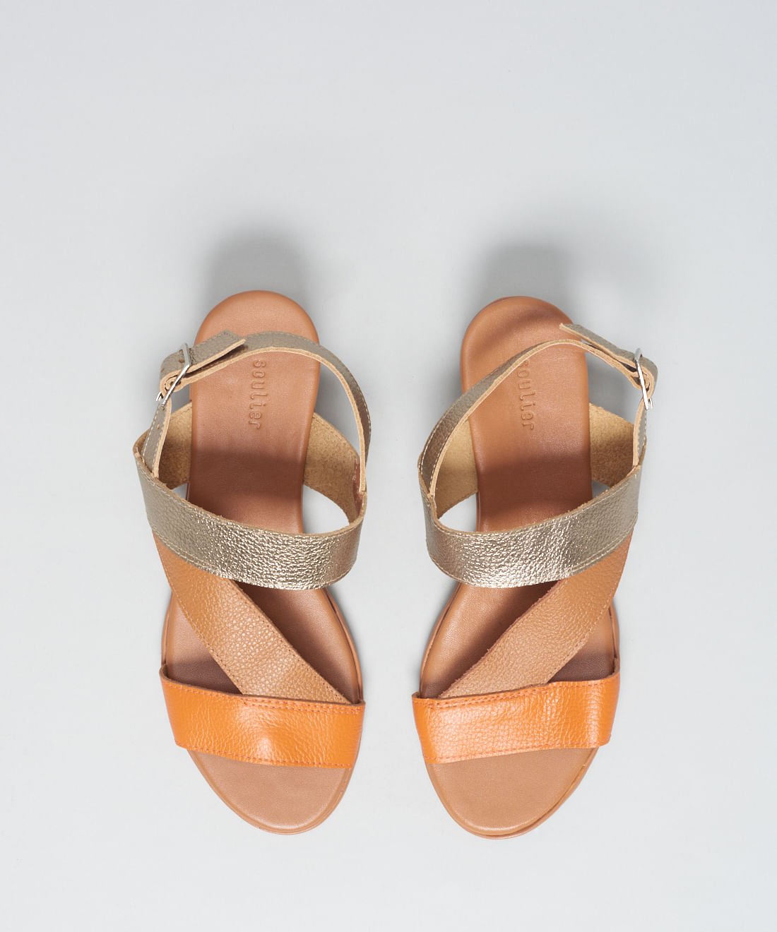 Anabela Couro Tiras Debora - Colors Marrom/Dourado 4