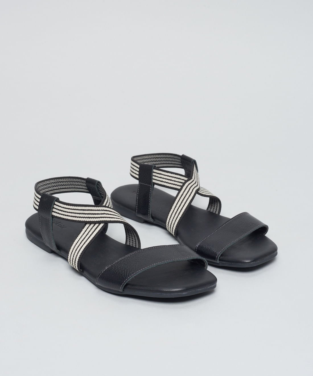 Rasteira Basica Couro Elastico - Preto Preto 2