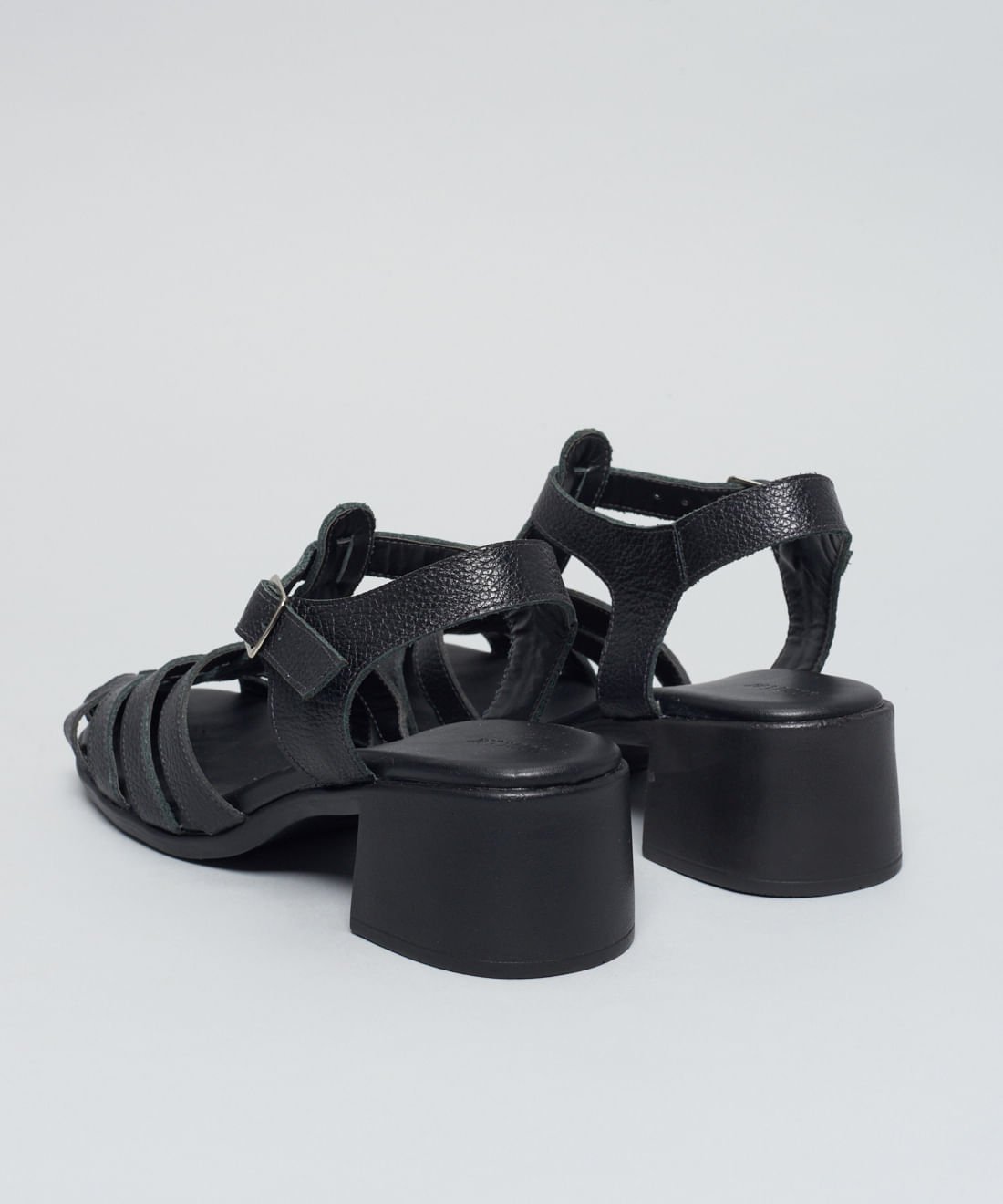 Sandalia Media Couro Pescador - Preto Preto 3