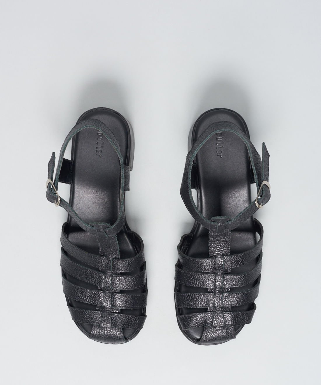 Sandalia Media Couro Pescador - Preto Preto 4