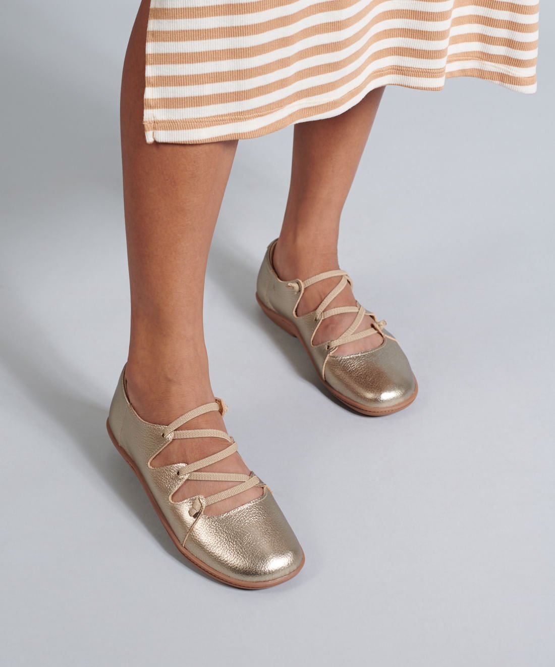 Sapatilha Couro Recortes Elastico - Prata Velho Prata Velho 5