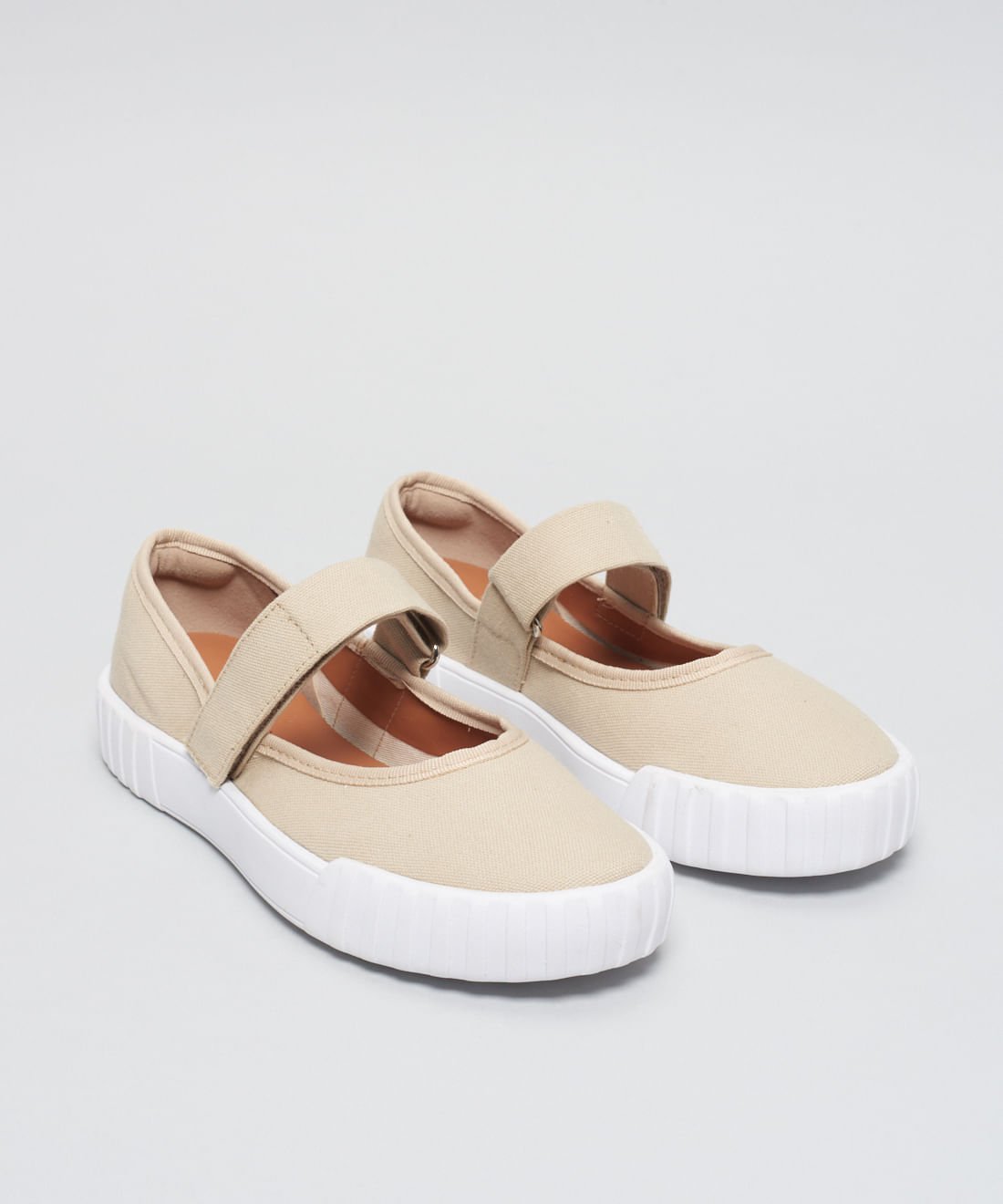 Sapatilha Lona Tira Velcro - Avela Bege 2