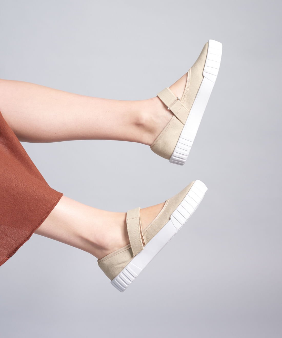 Sapatilha Lona Tira Velcro - Avela Bege 5