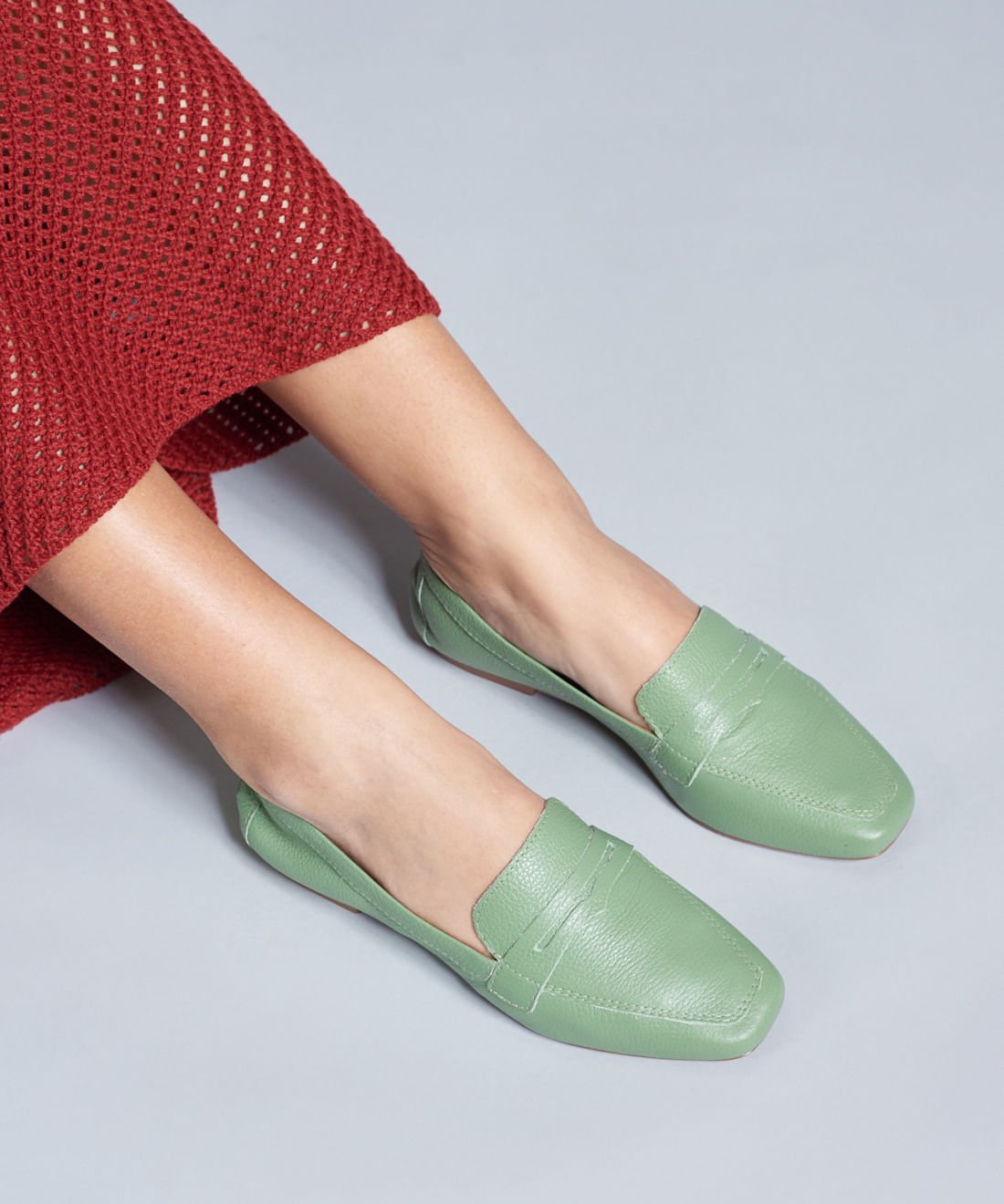 Mocassim Couro Gravata - Pistache Pistache 5