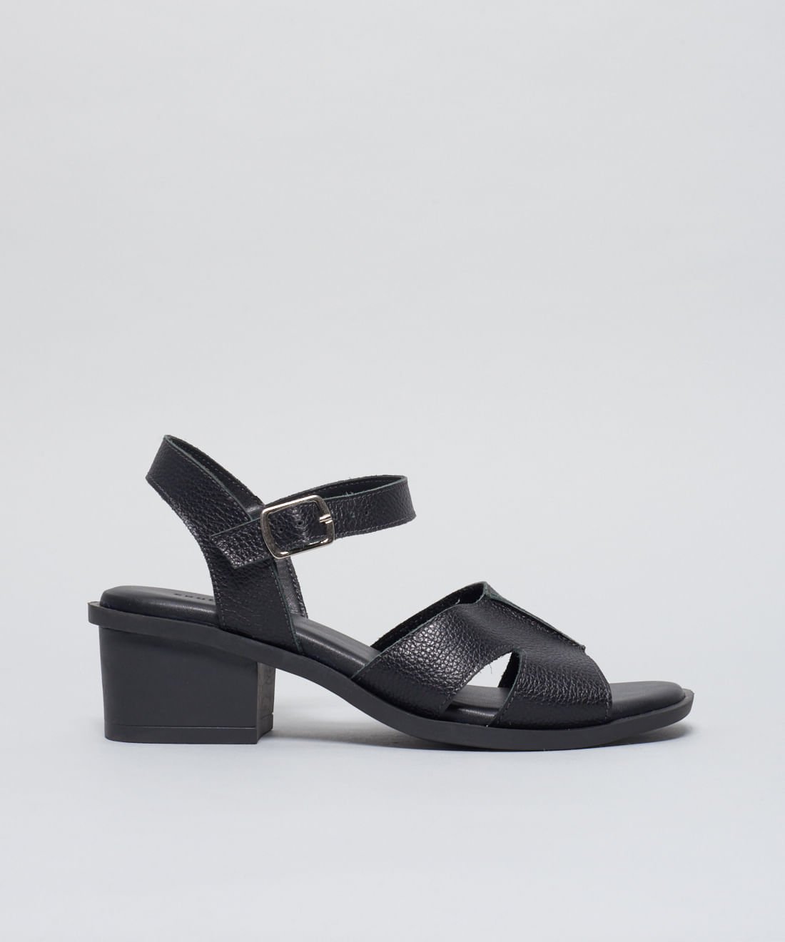 Sandalia Media Couro Amanda - Preto