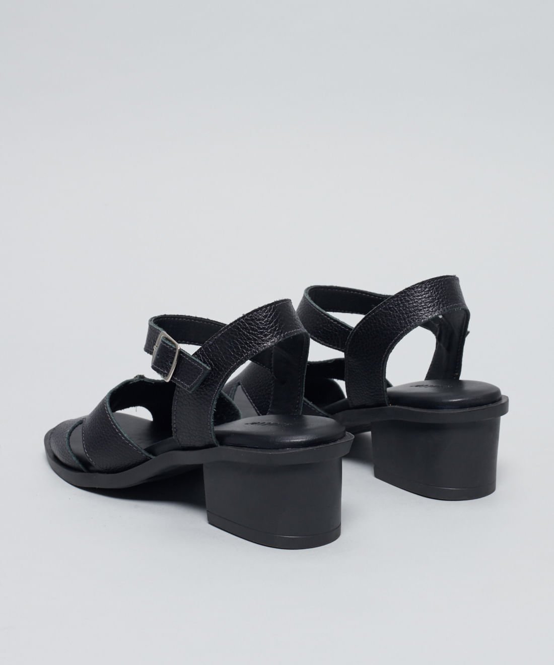 Sandalia Media Couro Amanda - Preto Preto 3