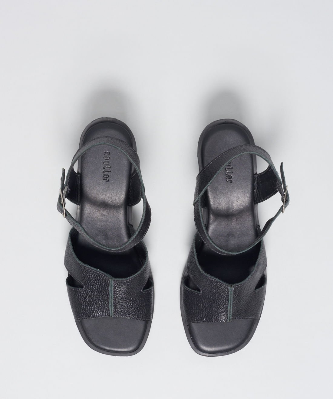 Sandalia Media Couro Amanda - Preto Preto 4