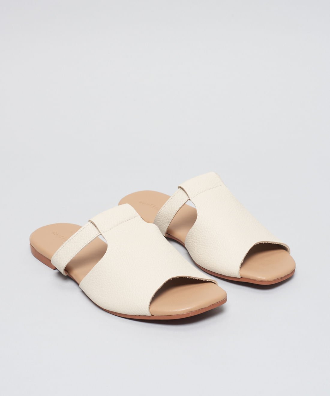 Rasteira Basica Couro Priscila - Offwhite Off White 2