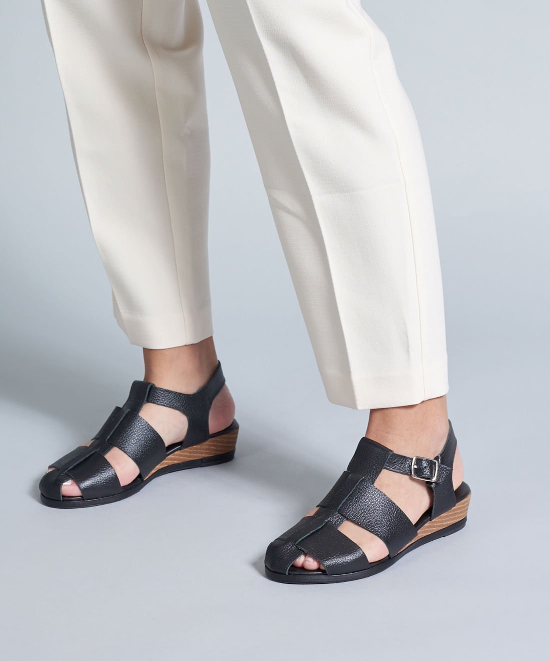 Anabela Couro Pescador Dani - Preto Preto 5