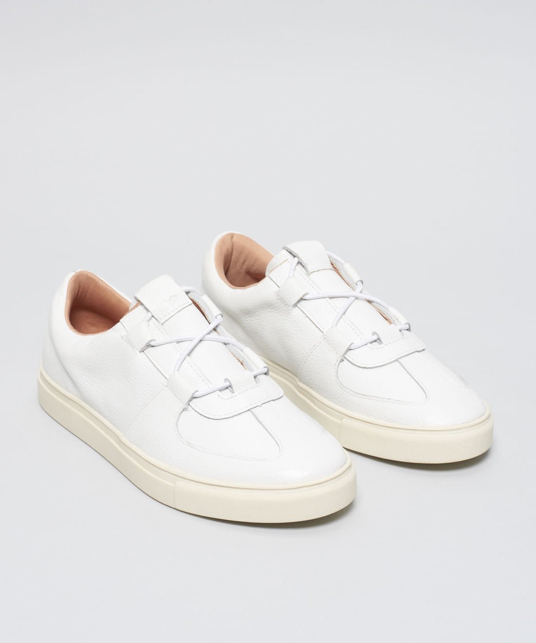 Tenis Couro Passante Elastico - Branco Branco 2
