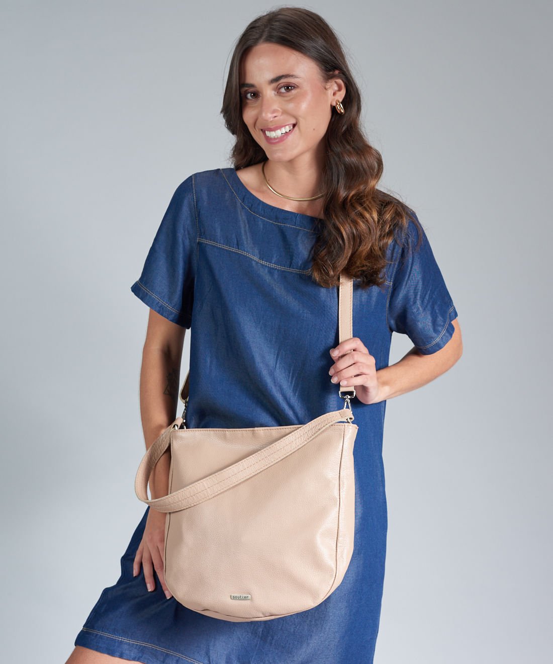 Bolsa g Couro Stella - Avela Bege 5