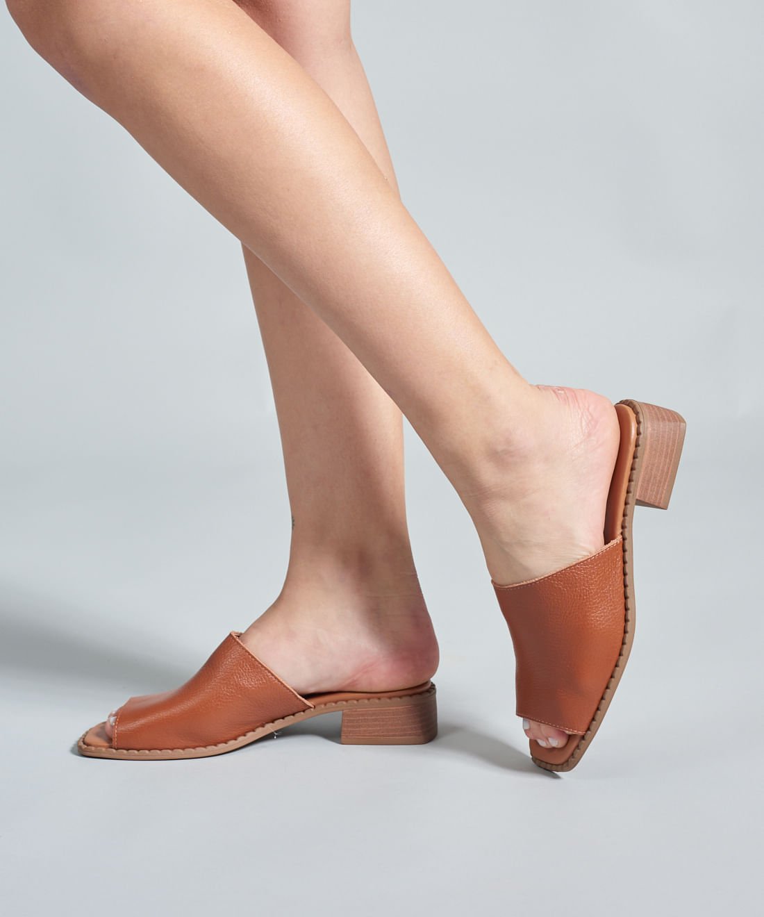 Salto Medio Mule - Mousse Marrom 5