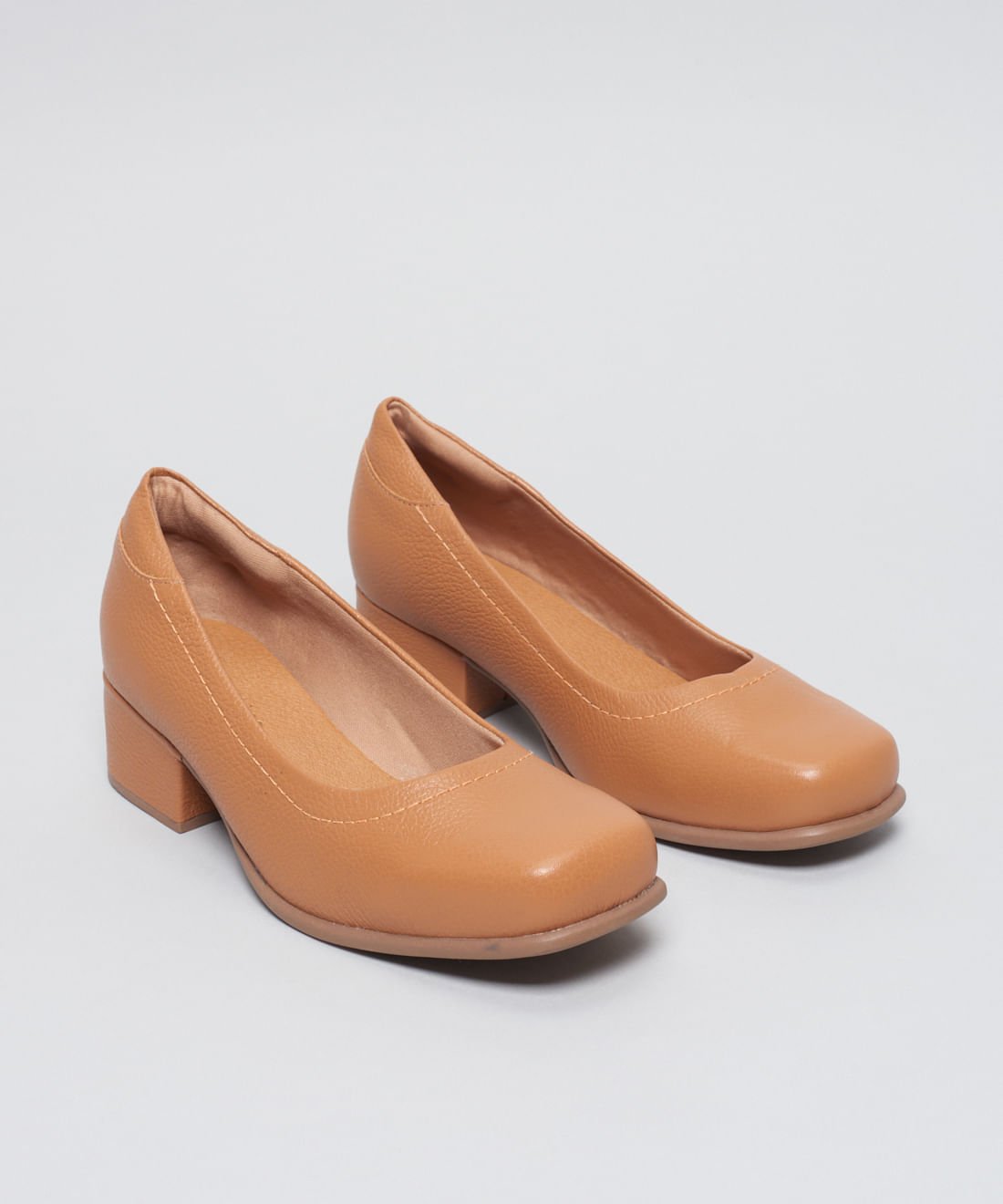 Scarpin Couro Pesponto - Caramelo Caramelo 2