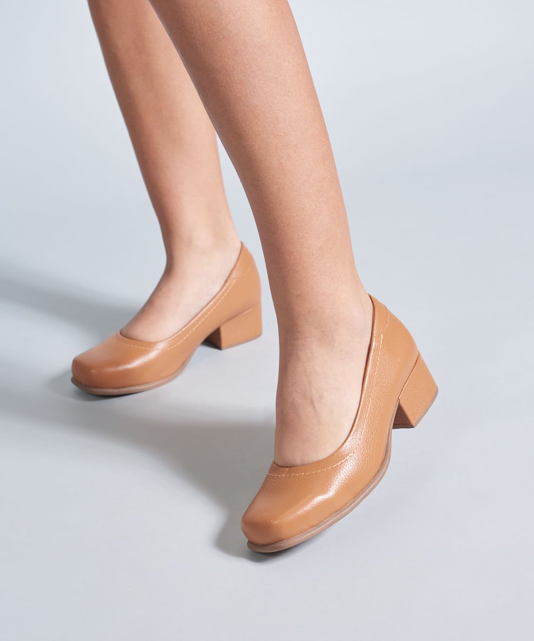 Scarpin Couro Pesponto - Caramelo Caramelo 5