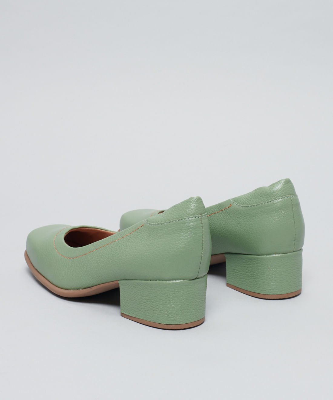 Scarpin Couro Pesponto - Pistache Pistache 3