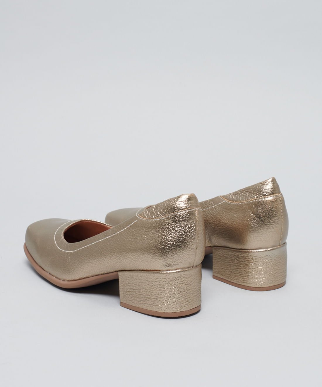 Scarpin Couro Pesponto - Prata Velho Prata Velho 3