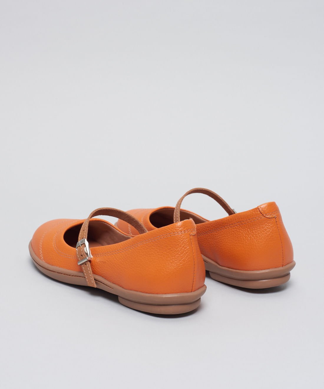 Sapatilha Couro Comfort Pesponto - Tangerina Laranja 3