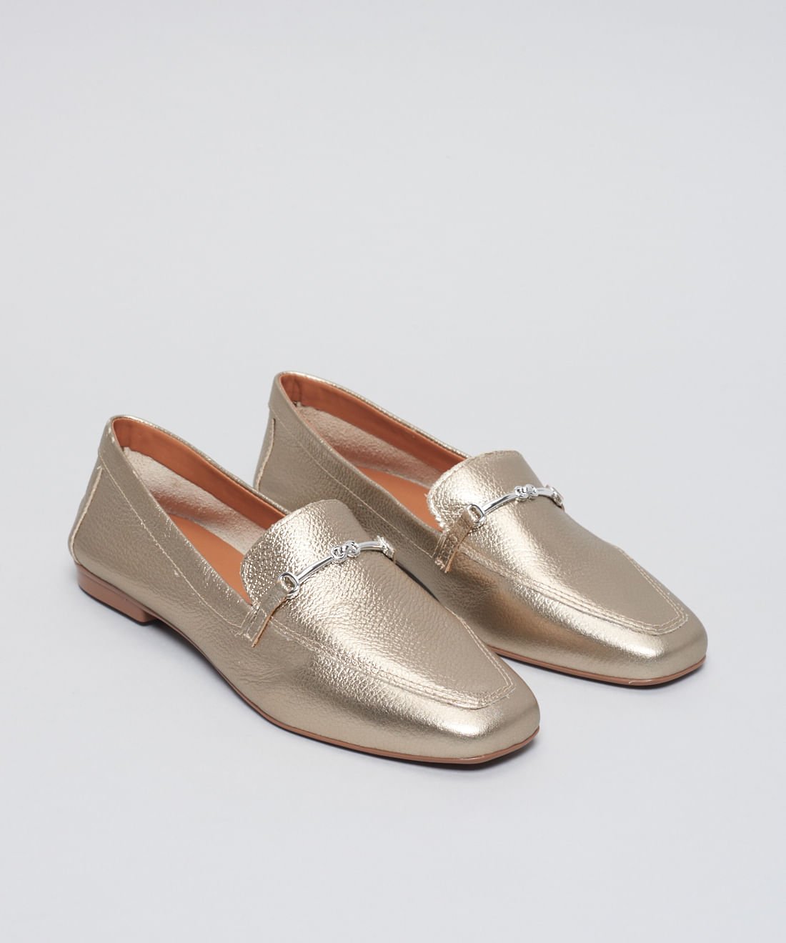 Mocassim Couro Bridao - Prata Velho Dourado 3