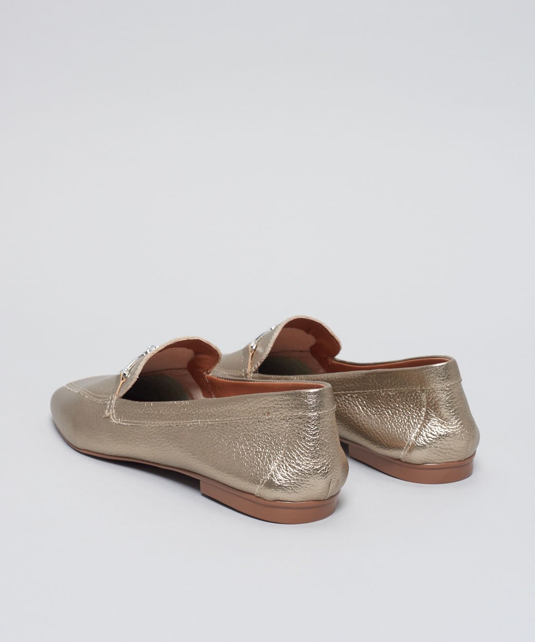 Mocassim Couro Bridao - Prata Velho Dourado 4