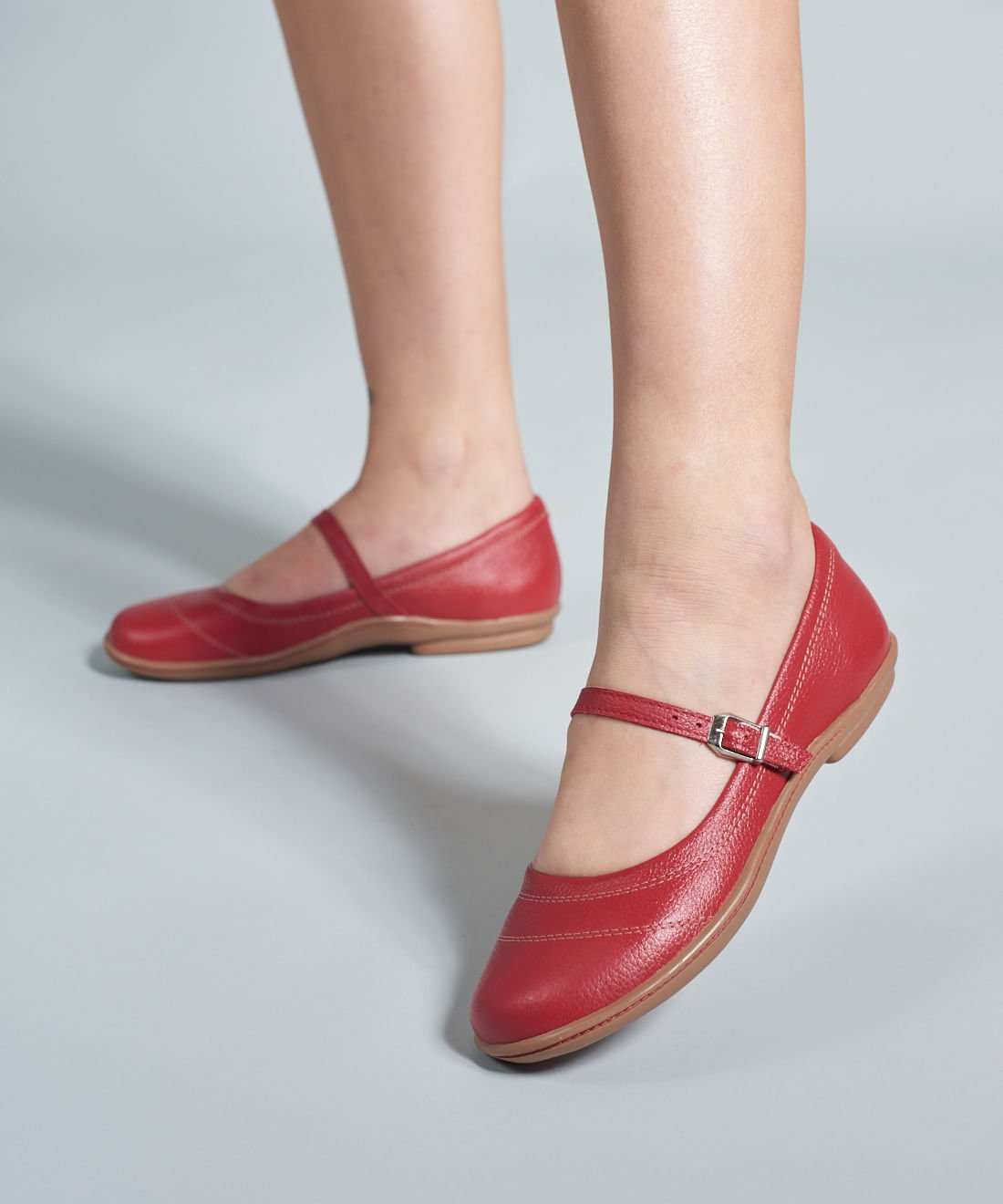 Sapatilha Couro Comfort Pesponto - Vermelho Vermelho 5