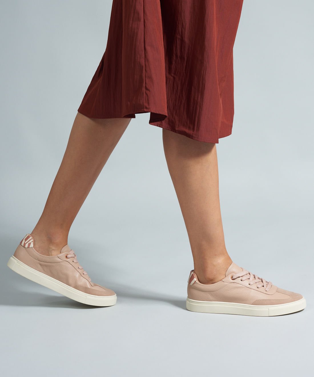 Tenis Couro Listra Duo - Avela Rosa 5