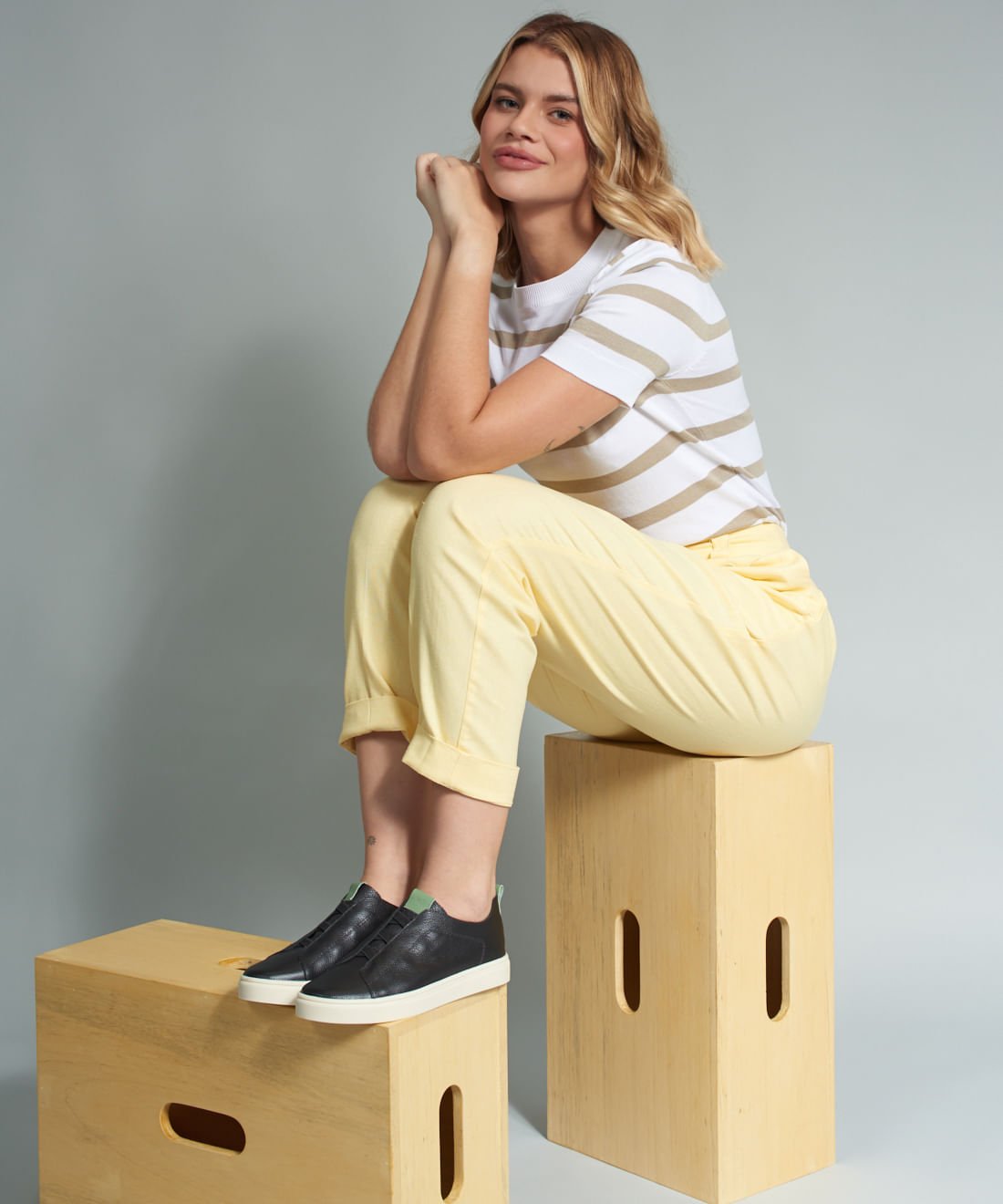 Tenis Couro Elastico Duo - Preto Preto 5