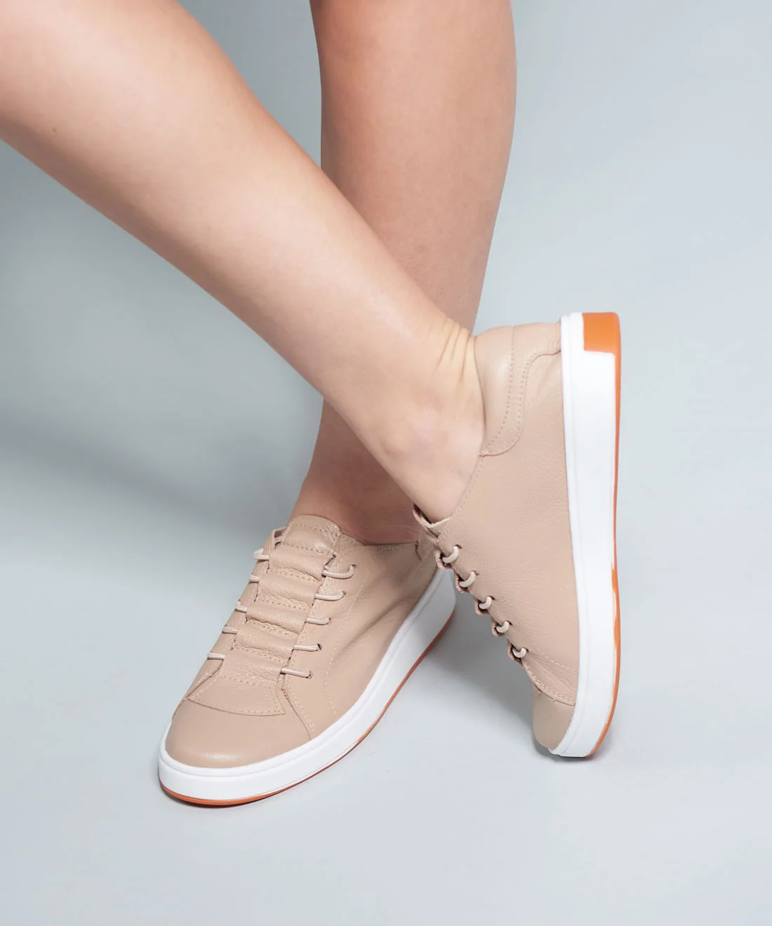 Tenis Couro Casual Elastico Neo - Avela Bege 5