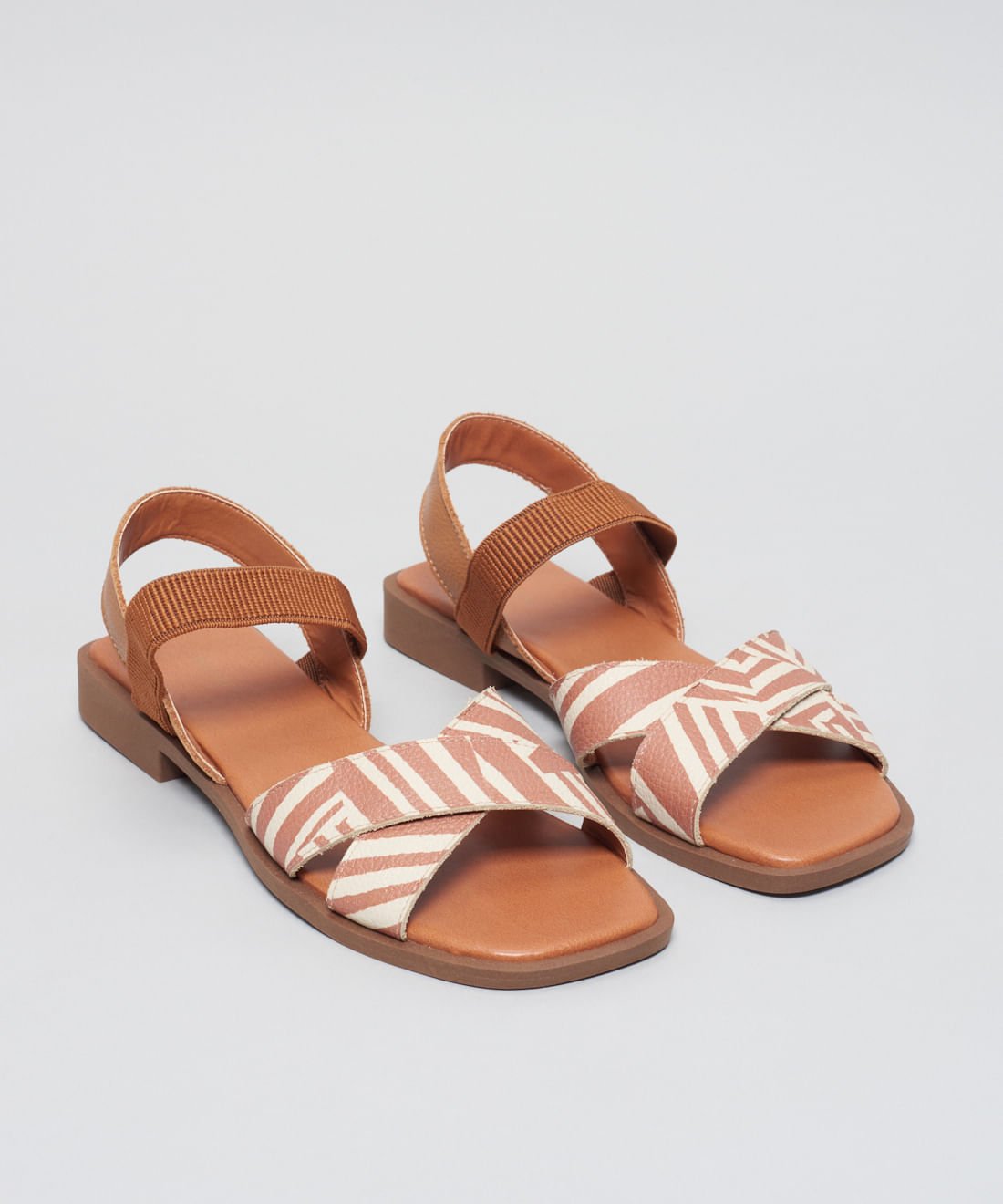 Rasteira Couro Listra Duo - Listra Duo Caramelo Marrom 2