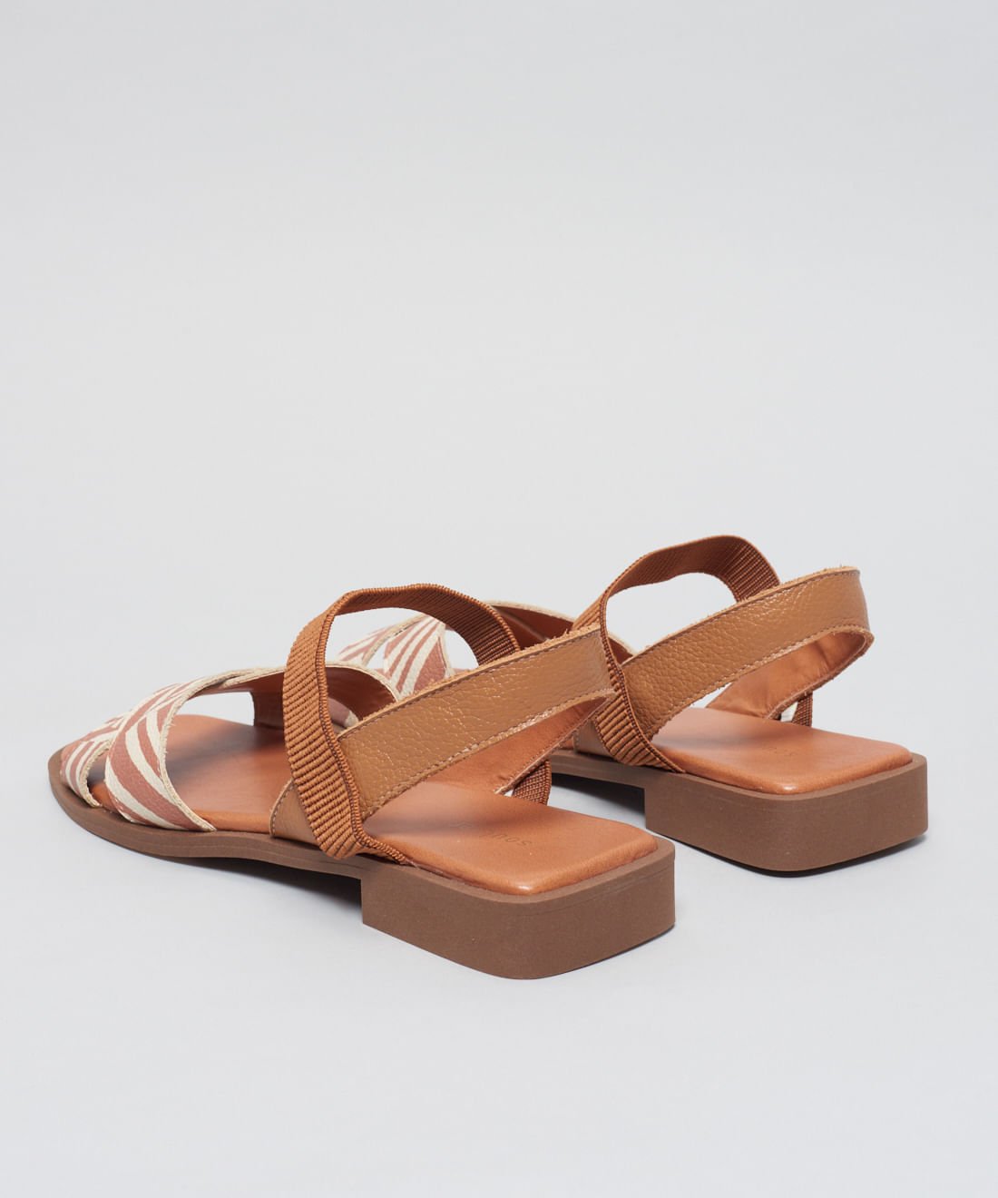 Rasteira Couro Listra Duo - Listra Duo Caramelo Marrom 3